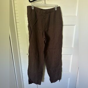 Brown 100% linen pull on pant